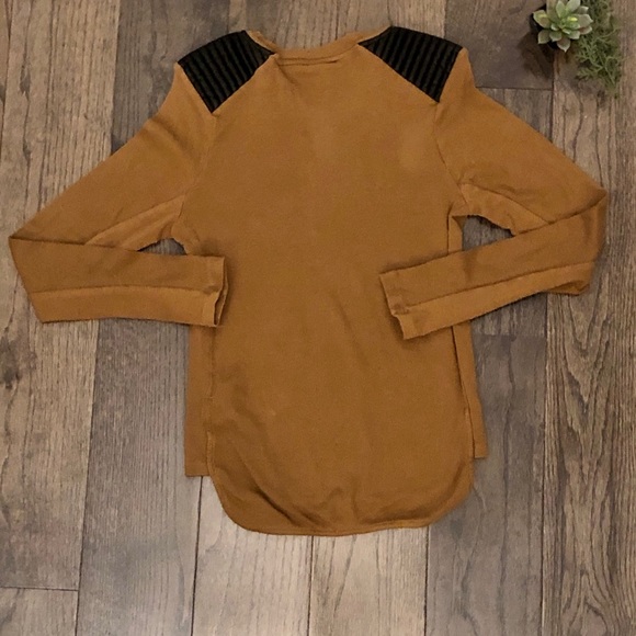 Zara Ribbed Top w/ Vegan Leather Shoulders - Picture 10 of 11